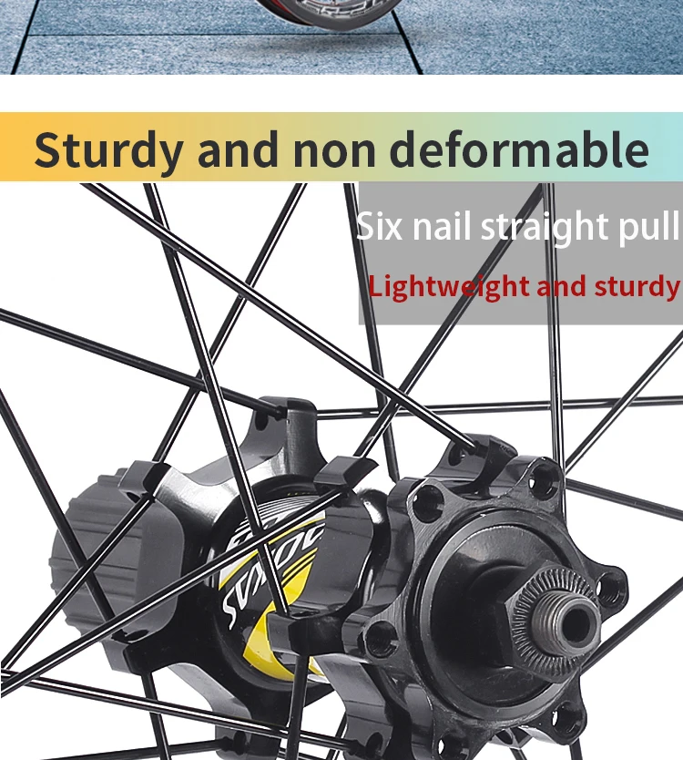 ROCKBAO 26/27,5/29 Zoll Mountainbike-Laufradsatz Sechs-Nagel-Straight-Pull 2/4 Lager 8-11 Gang 24H Aluminiumlegierung MTB Fahrradlaufrad – Detail 2