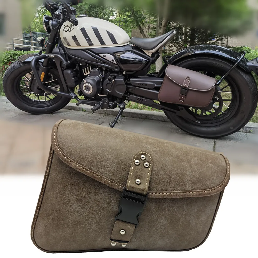 

Motorcycle Side Bag for CFMOTO 450CLC Single Seat, Triumph Bobber & Chang Jiang 400/700, Leather Saddle Bag
