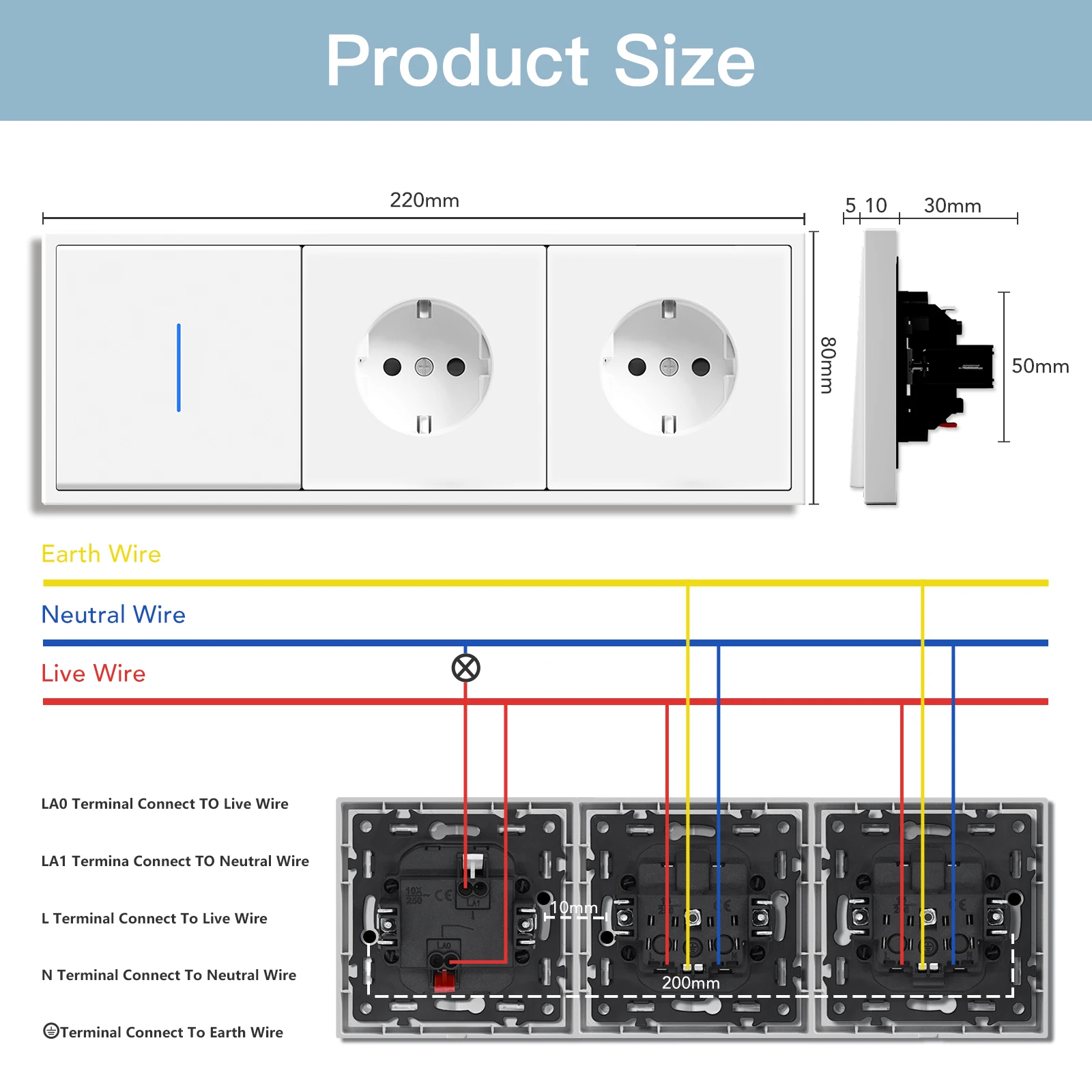 BSEED 1/2Gang Interruttore della luce meccanico Prese a muro a 1 via Prese di corrente UE Porte USB Pannello grande Retroilluminazione a LED Cornici