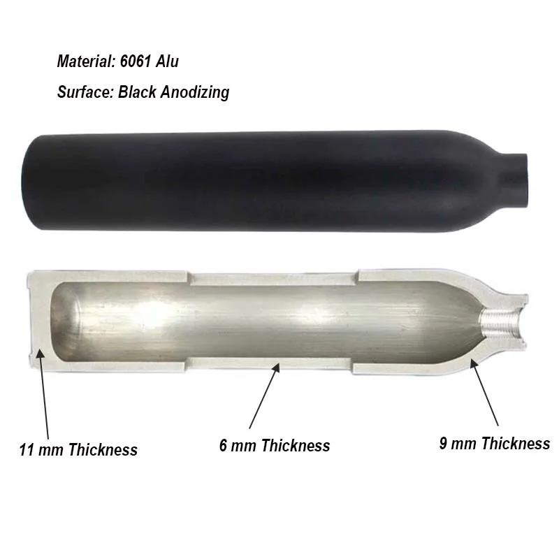 Imagem -02 - Alumínio Co2 Tanque de ar Vazio 045 035 025l Tr21 Válvula Garrafa de Gás de Paintball Segurança à Prova de Explosão Alta Pressão