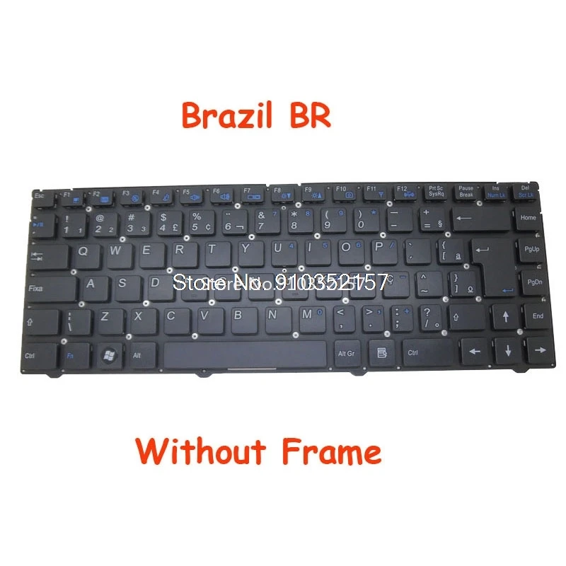 

Laptop Keyboard For CLEVO W243 MP-10F88PA-430W MP-10F88PA-430 6-80-W2440-330-1 Brazil BR NO Frame