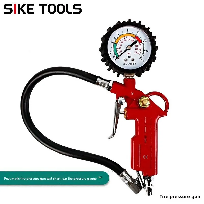 Tire Inflator Gun with Pressure Gauge, 0-16Bar Dual Scale Meter, for Car & Motorcycle Tire Inflation & Pressure Testing