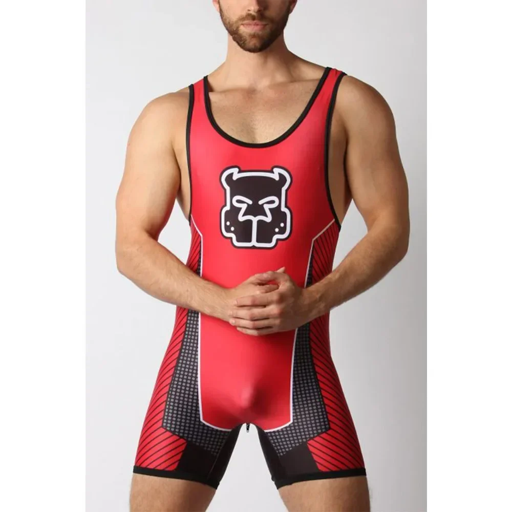 

Wrestling Singlets Suit Boxing One Piece Bodysuit Iron Men Gym Sport Fitness High Elastic Sleeveless Weightlifting Skinsuit