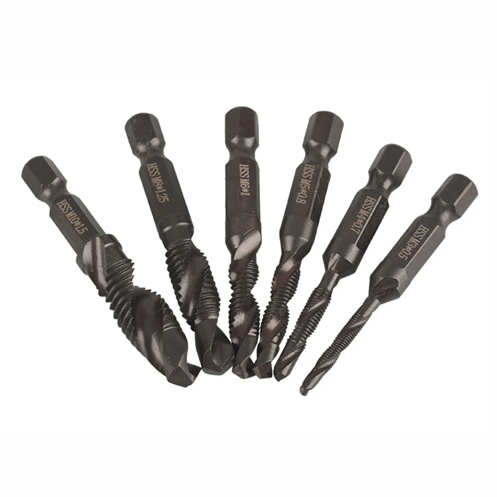 Hand Tap Set Metric Thread 6pcs HSS Titanium Coated 310mm For Thread Cutting Drilling And Deburring On Soft And Metal Materials