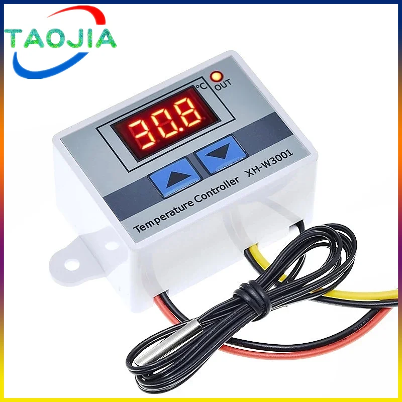 10A 12V 24V 220VAC Digital LED Temperature Controller XH-W3001 For Incubator Cooling Heating Switch Thermostat NTC Sensor