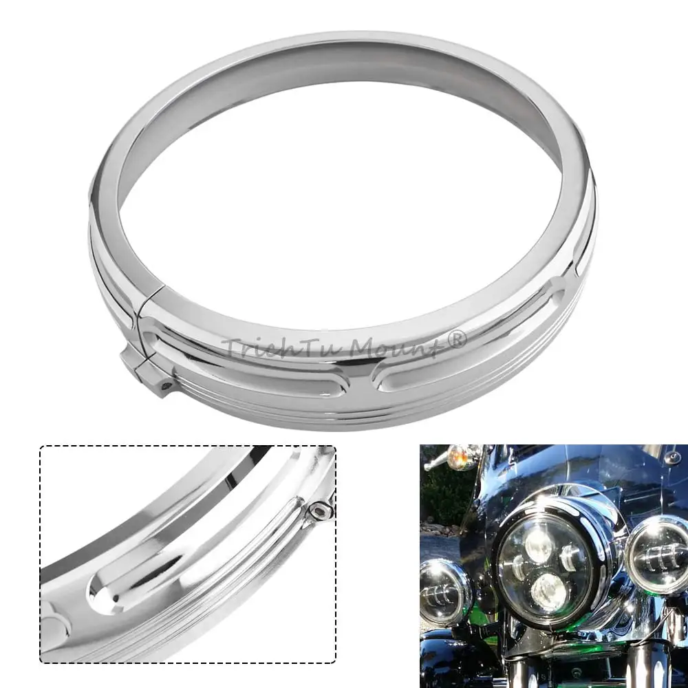 

Motorcycle 7" Chrome Headlight Trim Rings Aluminum For Harley Electra Glide Street Glide Ultra Limited Tri Glide 1994+ Road King