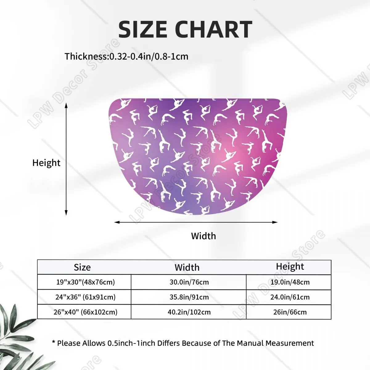 Dance Rhythmic Gymnastics Pattern Soft Flannel Half Round Doormat Non Slip Bathroom Mat Absorbent Floor Carpet for Garage