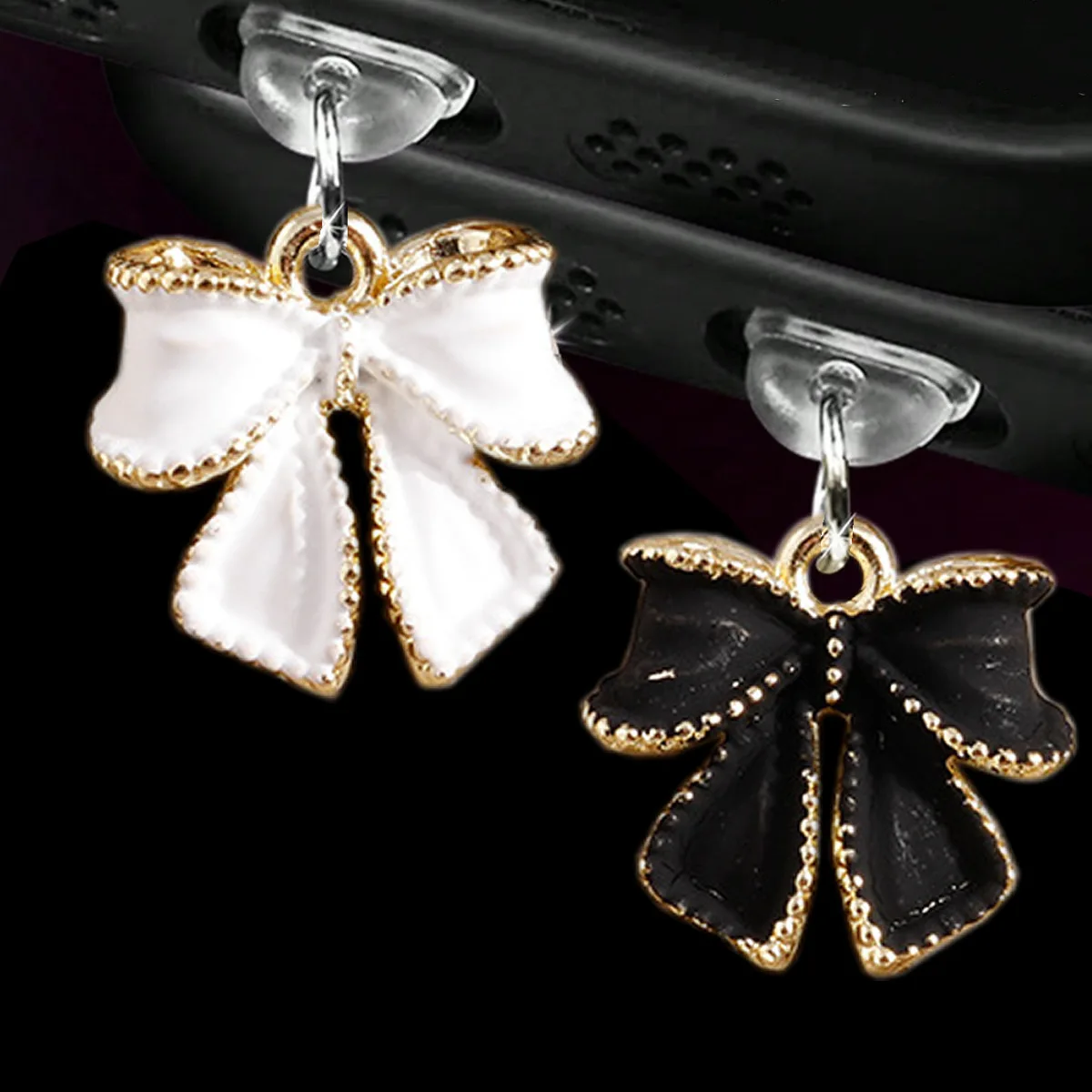 

1 шт., пылезащитная заглушка для телефона с бантом, аксессуары, украшение, подвесной кулон для iPhone, Samsung Type-C, зарядный порт