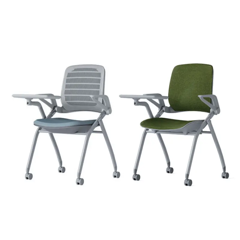 design mid back folding training chair student chair with writing tablet