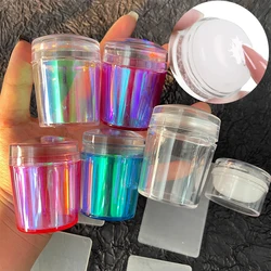 1Set Mirror Nail Stamper Clear Silicone Head Manicure Scraper Transfer Templates Printing Kits Nail Art Stamping Plates
