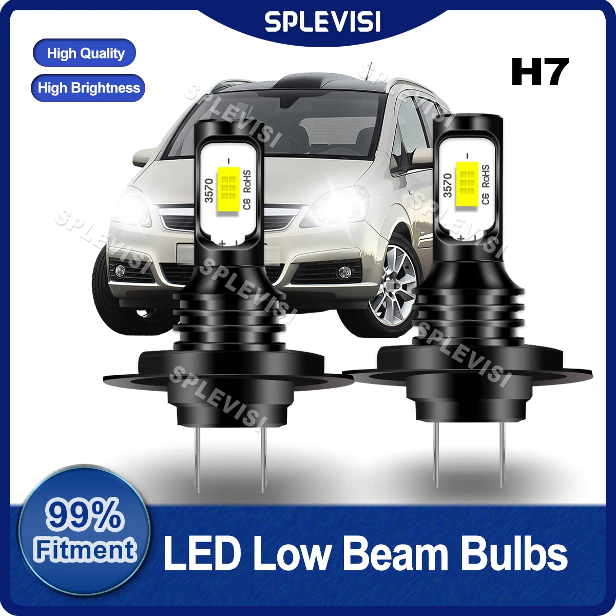 A Pair Car LED Headlight H7 Low Beam Bulbs 6000K HID White Fit For Vauxhall Zafira A 1999-2005 For Vauxhall Zafira B 2005-2014