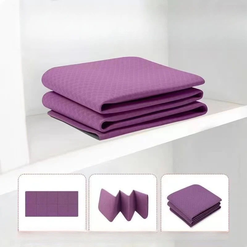

TPE Folding Yoga Mat - Compact Single Color Fitness Mat for Pilates, Travel, Student Sleeping Pad, Easy Carry & Anti-Slip
