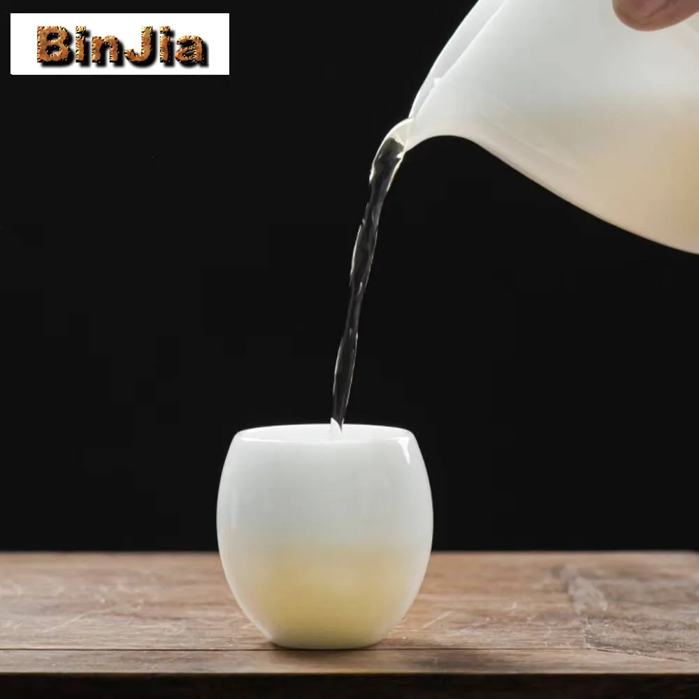 70 مللي بذور الجليد الأغنام الدهون اليشم الأبيض الخزف فنجان شاي البيض على شكل ماستر الشخصية السلطانية أكواب تشازان الكونغ فو Teaset هدية لوازم #6