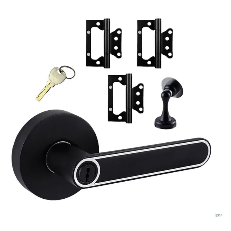 

Bedroom Bathroom Door Lock Heavy Duty Door Handle Lock with Door Stoppers and Hinges Universals Door Knob Hardware