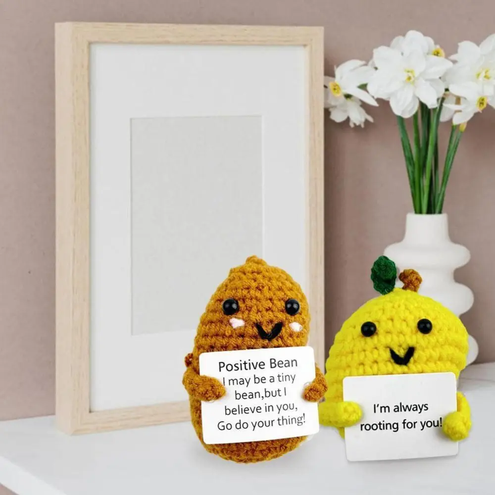 with Positive Affirmation Card Positive Energy Potato Doll Handmade Office Decor Knitted Potato Doll Home Decoration