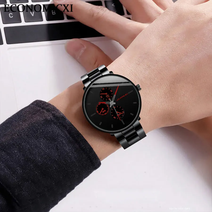 Korean style ultra-thin men\'s watch with stainless steel strap, British men\'s scale, simple quartz watch
