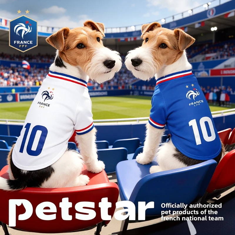 

French Football Team Pets Clothes Summer Breathable Dogs T-shirt Puppy Casual Wear for Outdoor Training Walking Pet Accessories