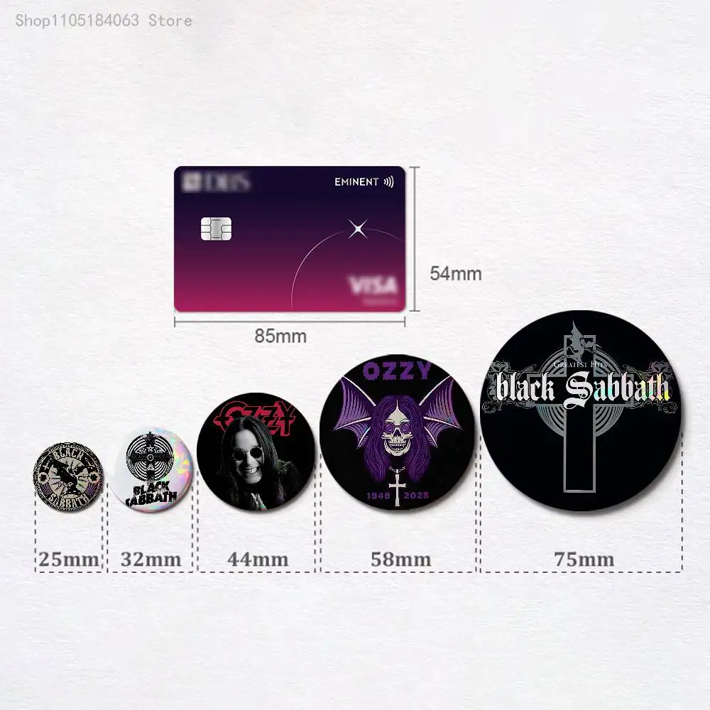 B-أسود S-Sabbath Ozzy شارات زر مستدير الإبداعية دبوس بروش شارة حقيبة اكسسوارات الديكور المشجعين جمع الأصدقاء الهدايا #2