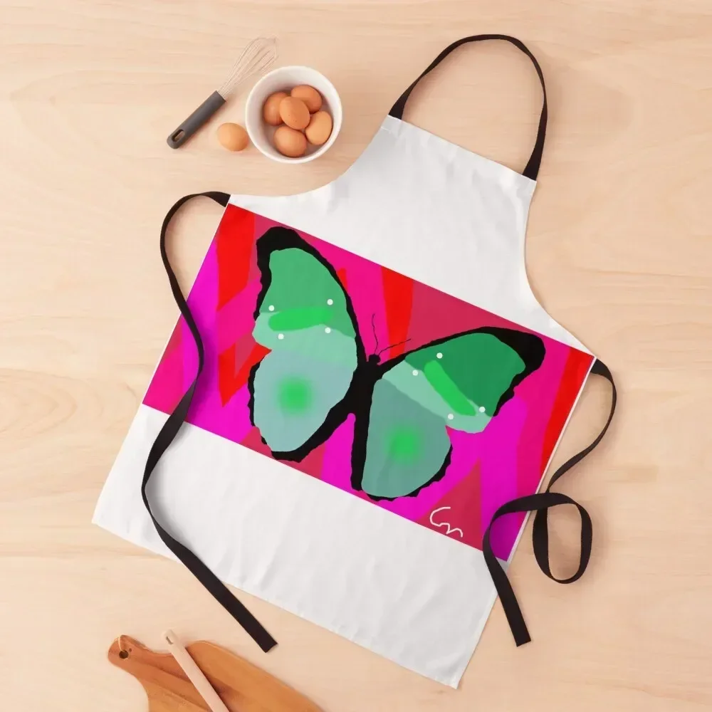 

Green Butterfly (With Background) Apron Womens Dresses New year's kitchen and home Apron