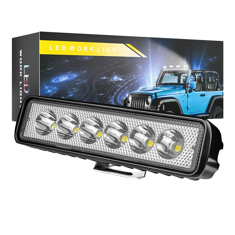 Car LED work light a word 6 inches 6 lights 18W spotlight excavator engineering car reverse lights spotlights