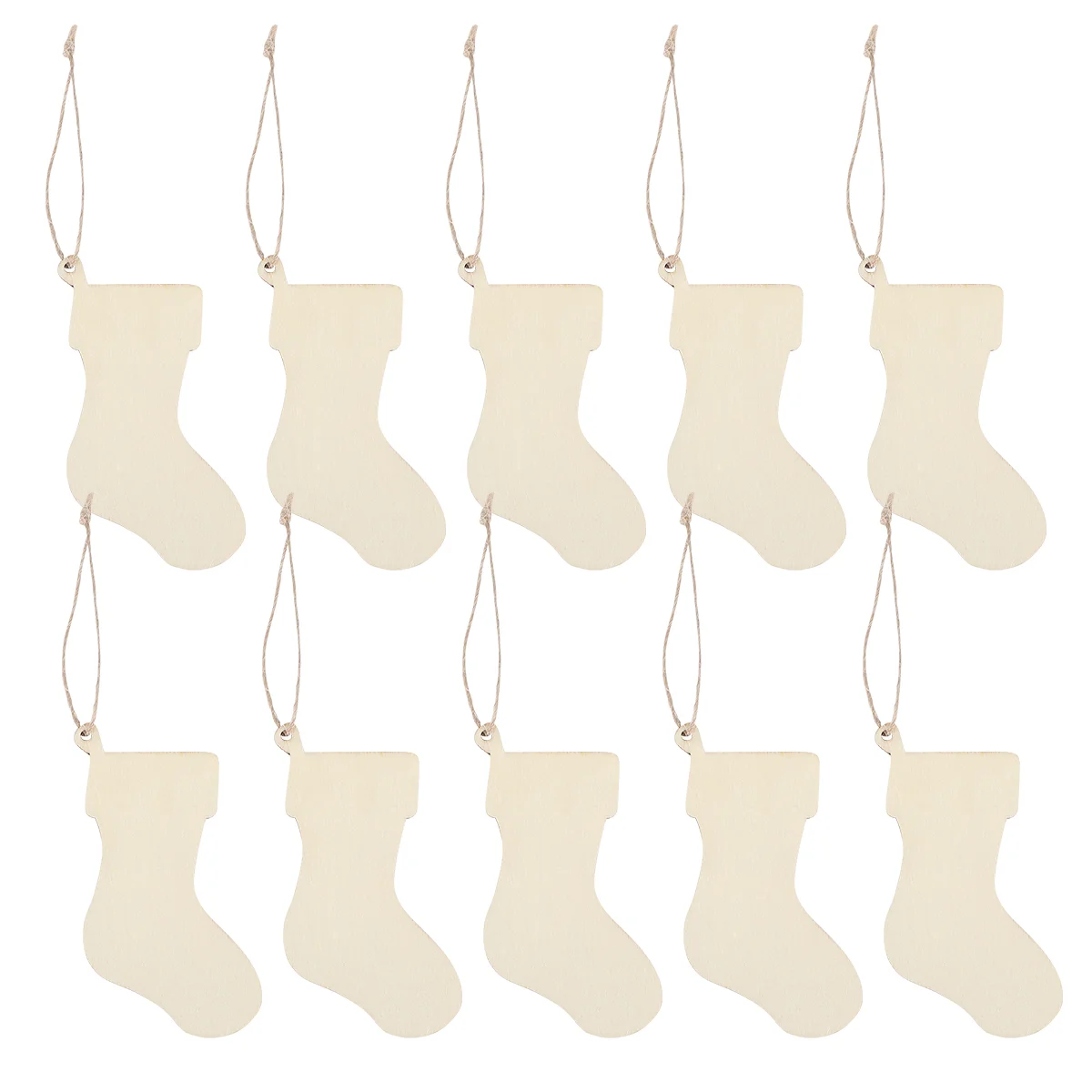 50pcs Stockings Wooden Pieces Craft Christmas Tree Decorative Stockings Hanging Wooden Stockings for Festival Home