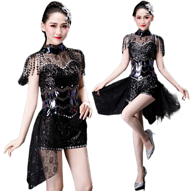 

New Women Fashion Modern Jazz Latin Dance Performance Costume Sequin Sexy Nightclub Party Dance Costume Female