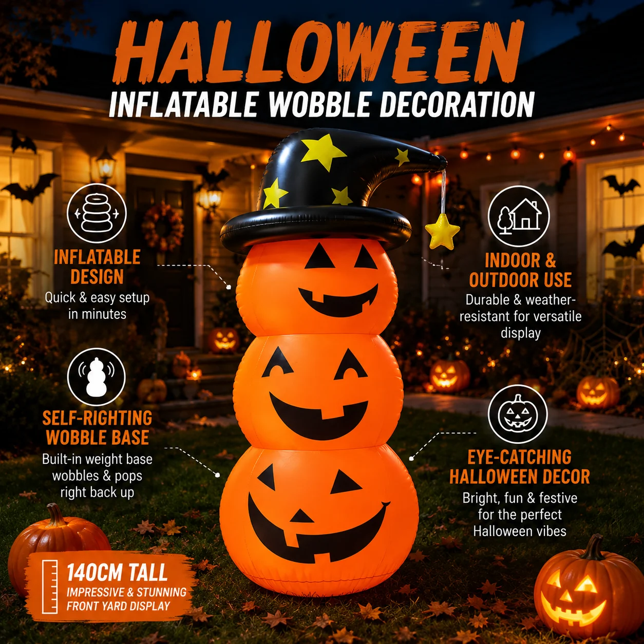 Decoración Inflable de Calabaz - Decor Lighting & Decor Fires Photos reseña y precio