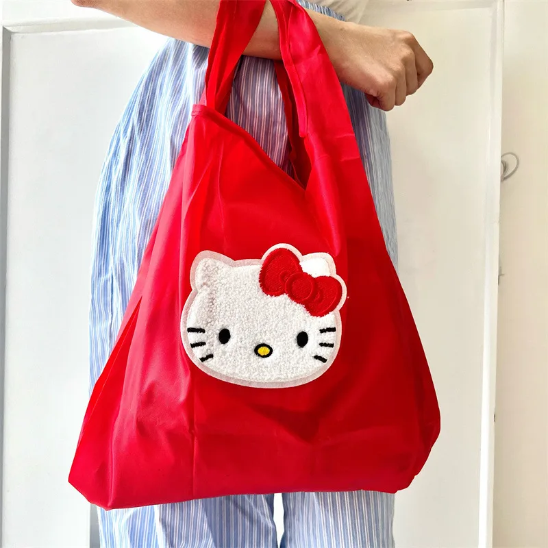 Hello Kitty Sanrio Plush Kawaii Cartoon CuteDolls Oxford Cloth Shopping Bag Anime PlushToys for Girls Kids Toys Birthday Gift