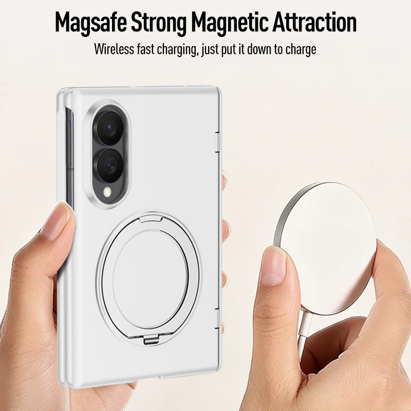 Etui na Samsung Galaxy Z Fold 8, szerokie, matowe, z obrotowym uchwytem, magnetycznym ładowaniem bezprzewodowym, z osłoną na zawias i folią hartowaną, odporne na wstrząsy. — zdjęcie produktu 4