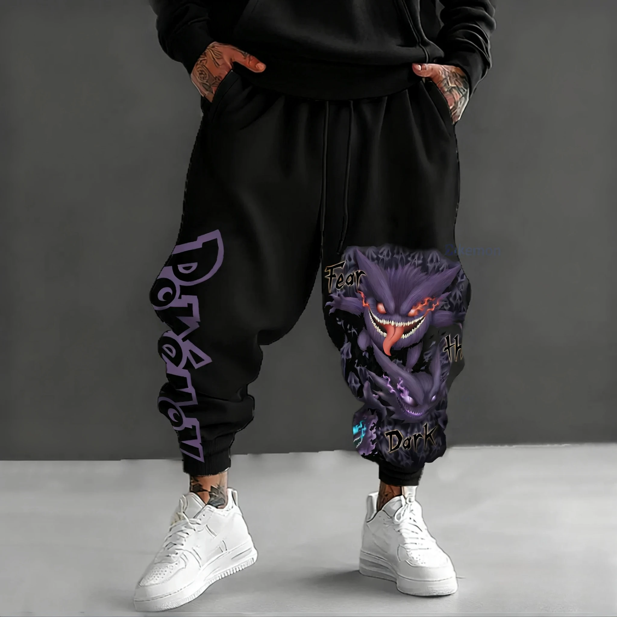 

Pokémon Anime Gengar Painted Printed Sweetpants 2025 Autumn/Winter Men's New Japanese Harajuku Casual Loose Large Tapped Pants