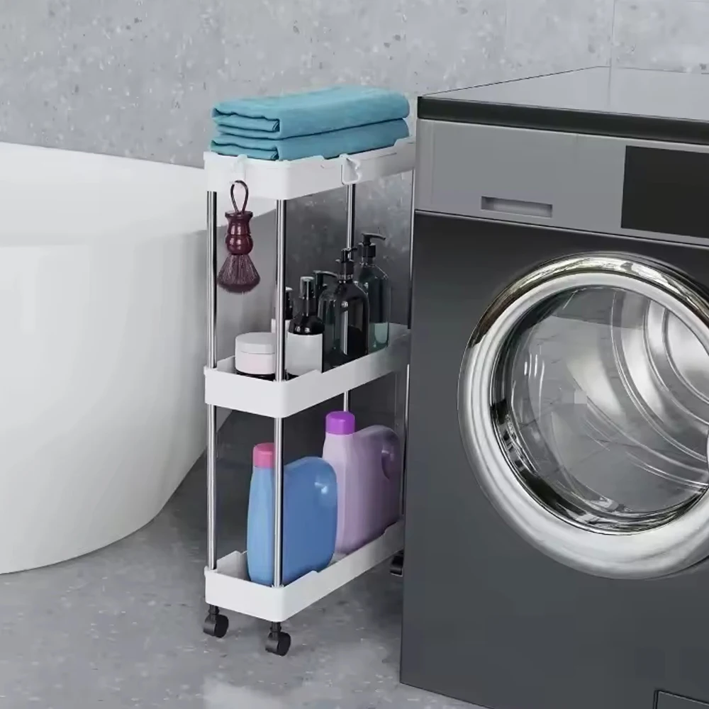 لرف تخزين بعجلات جانبية ضيقة مكون من 3 طبقات / 4 طبقات، وعجلة، ورف تخزين لدرز الأرضية، والحمام، والمطبخ، والغسيل، وعربة التخزين #3