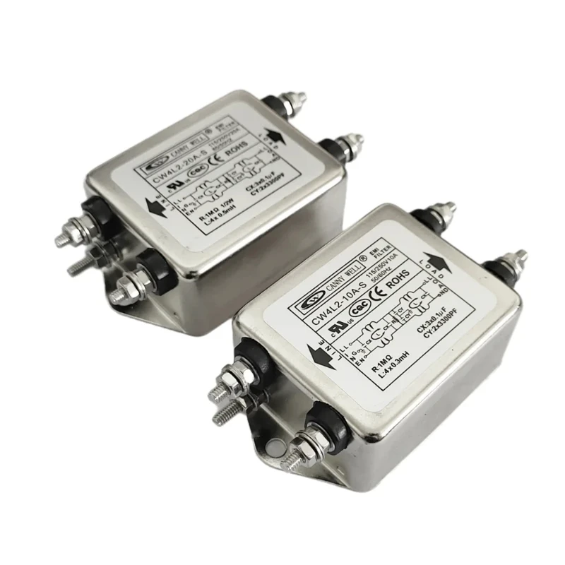 

CW4L2-10A-S CW4L2-20A-S Double-stage Bolttype Power Filter Single-Phase AC EMI Filter 220VAC AC 115V-250V Hole Distance 75.0MM