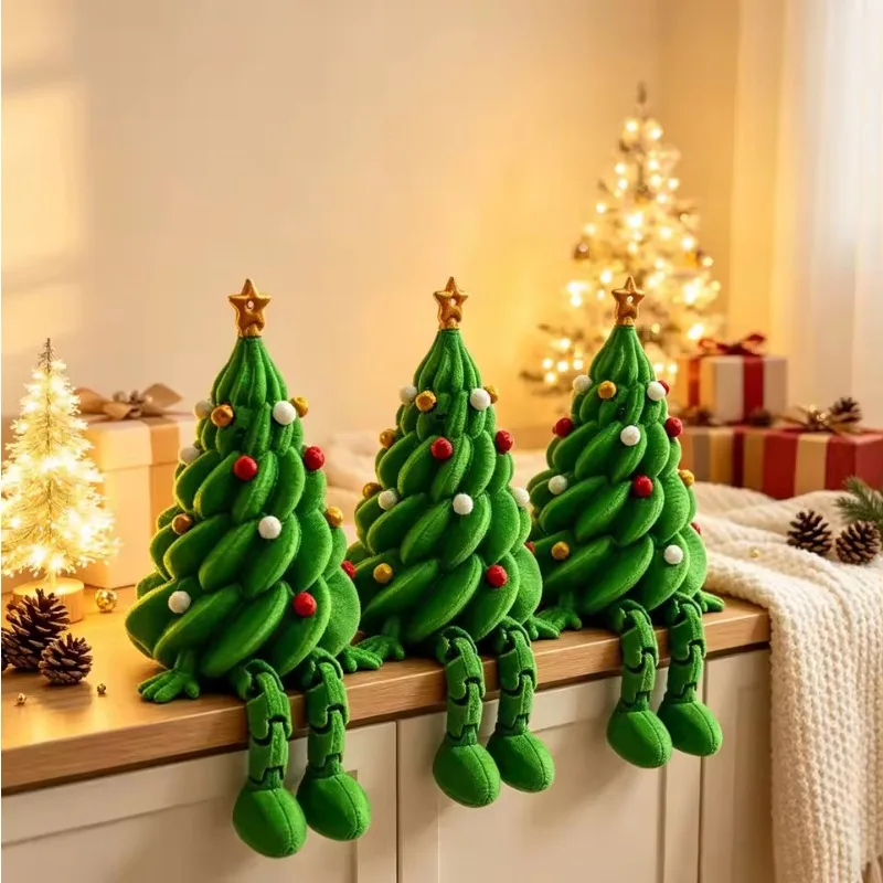 Cute 3D Printed Christmas Desktop Ornaments Colorful Movable Shaped Ornaments Christmas Gift