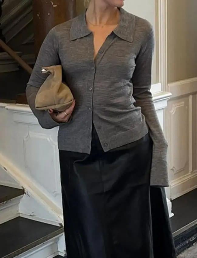 

Fashion Sweater 2025 Autumn Winter Y2K Button Knitted Shirt Sweater Elegant Commuting Slim Fit Retro Sweater for Women