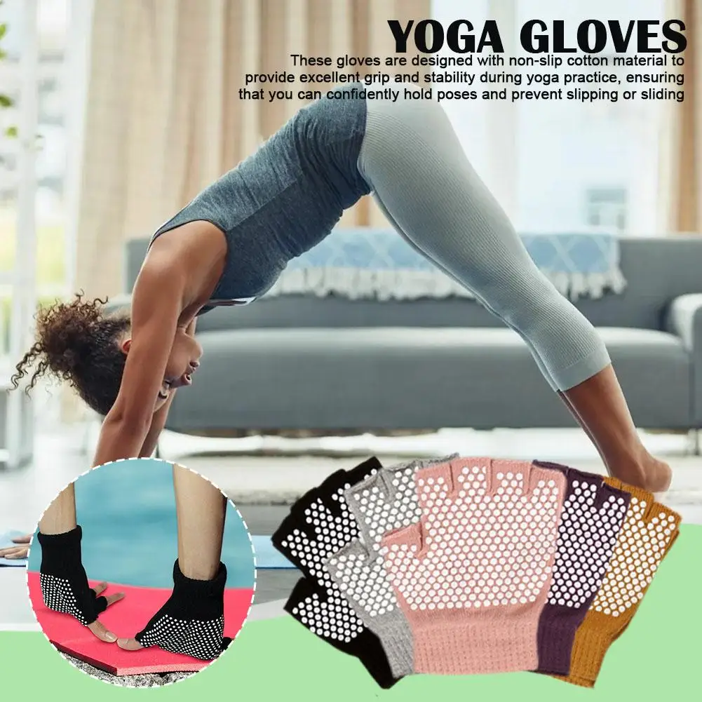 Yoga Gloves Non Anti Slip Grip Sticky Gloves Men Women Gym Yoga Pilates Balance Warm Fitness Half Finger Gloves Hand Protector