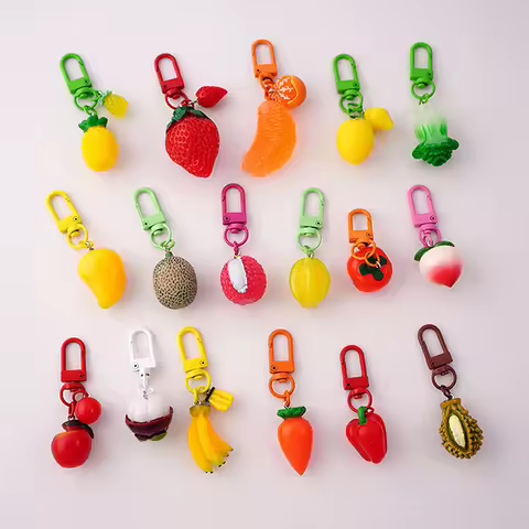Funny Simulation Fruit Mangosteen/pineapple Keychain Fashion Creative Watermelon/Strawberry KeyRing Pendant Gift Fit Bookbag/Key