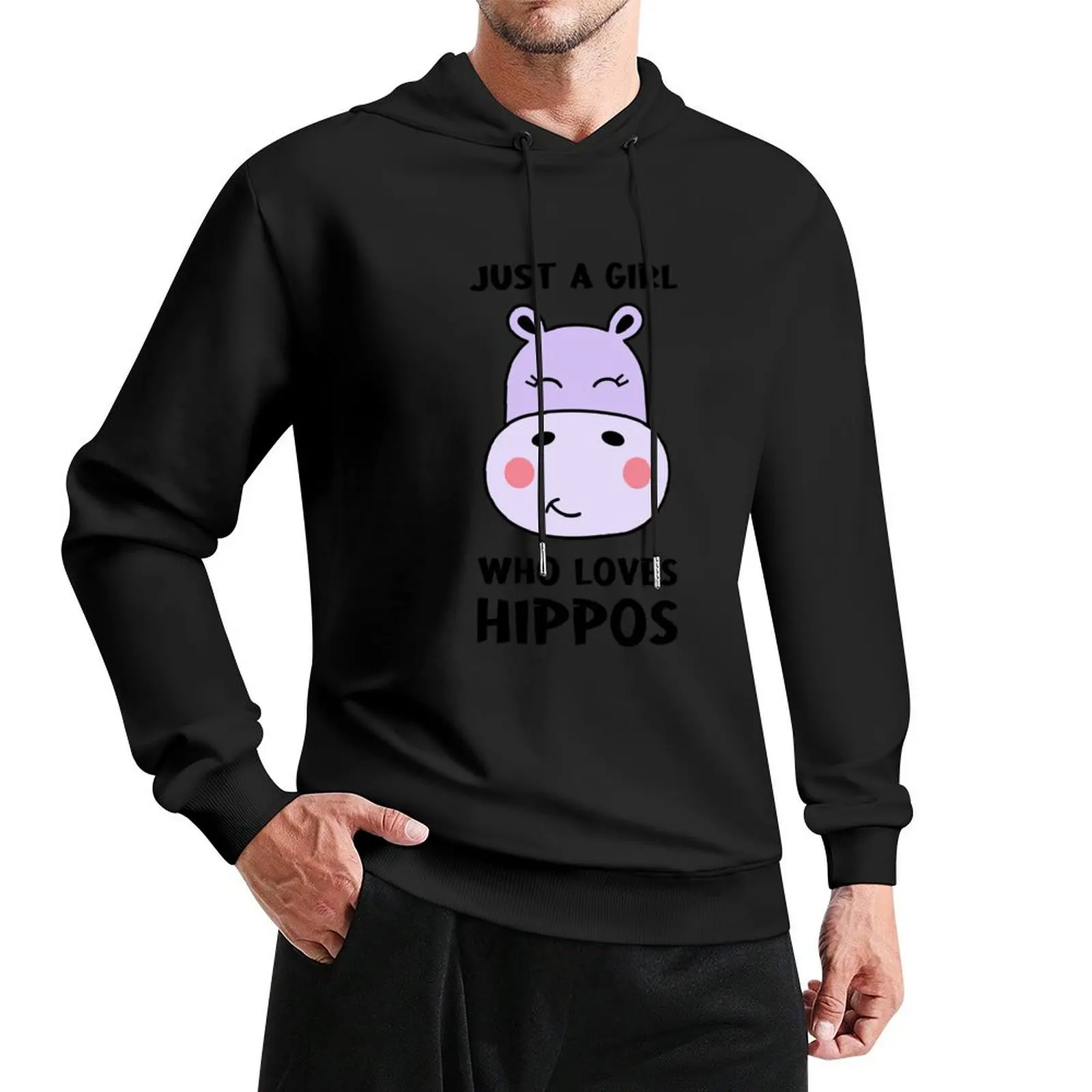 

Just a Girl Who Loves Hippos Pullover Hoodie korean style clothes autumn new products autumn male clothes hoody