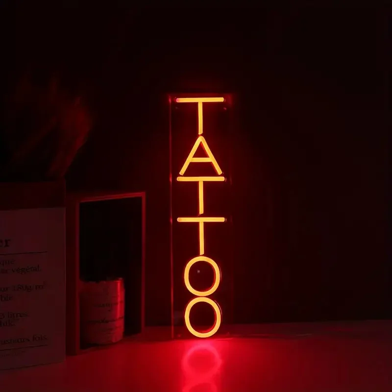 Neon Signs Tattoo Salon LED Pink Wall Art Decoration Neon Lights Suitable For Commercial Shop Sign Bedroom USB TATTOO Neon Signs