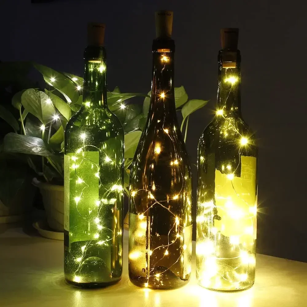 Luzes led para garrafa de vinho com cortiça, 0.75m, 2m, mini luzes de fadas para artesanato de licor, festa, decoração de casamento, luzes de corda