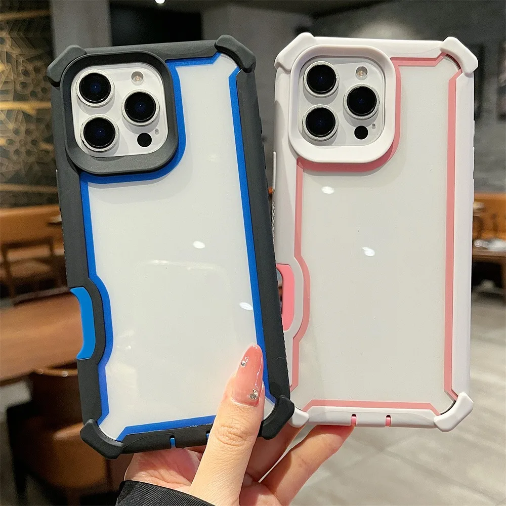 Heavy Duty Dual Layer Transparent Luxury Shockproof Durable Phone Case for iPhone 16 Pro Max 15 Plus 14 13 12 11 Protect Cover - náhled 2