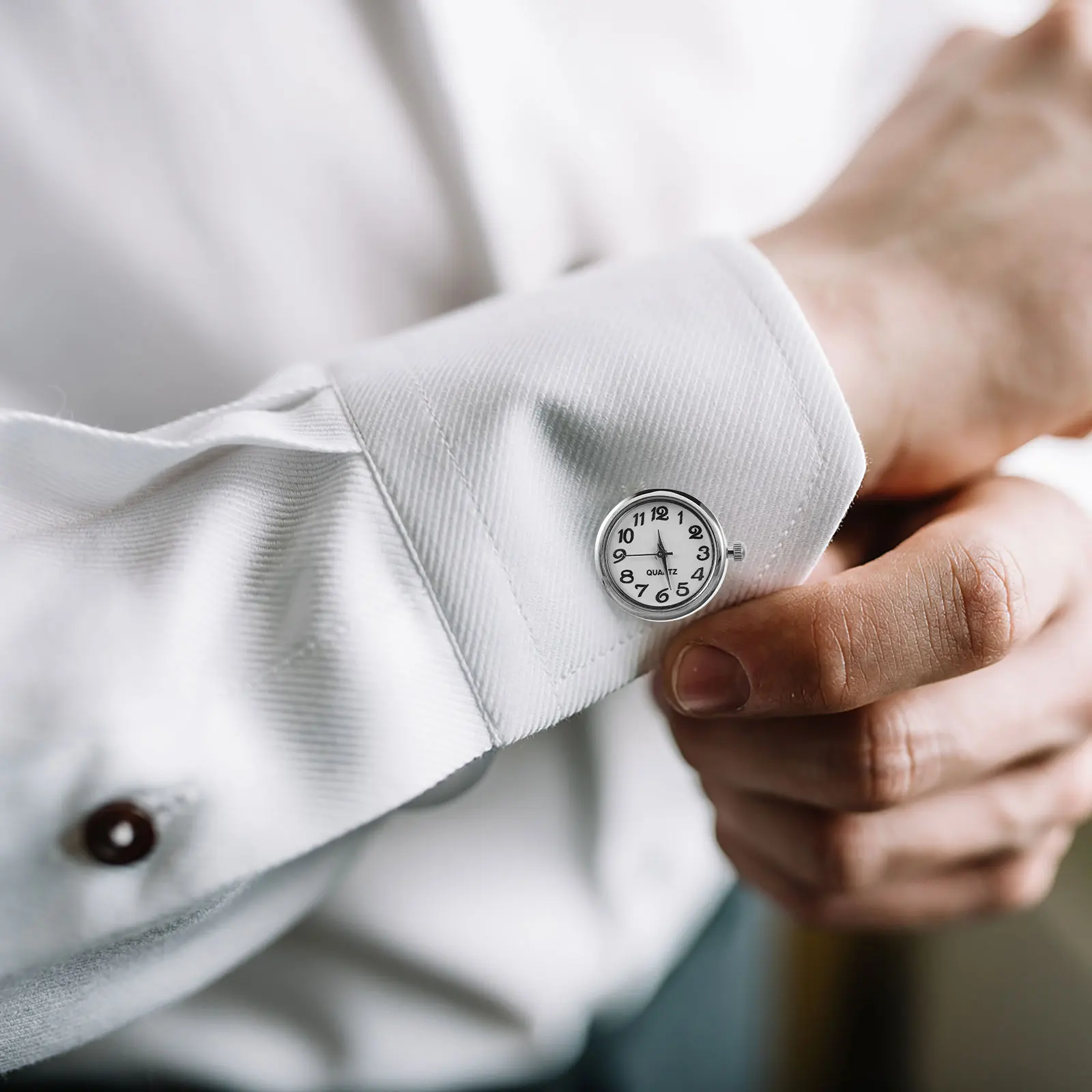 

2 Pcs Number Mechanical Cufflinks Work Watches for Men Stylish Pin Sleeve Dress