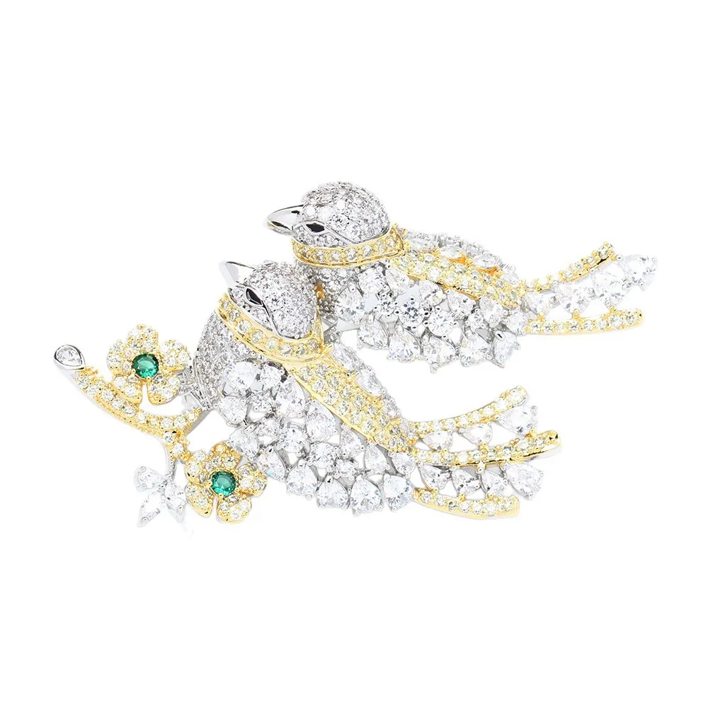 Double Happiness Magpie Brooch, Luxury Animal Pin, Elegant Anti-Gape Corsage