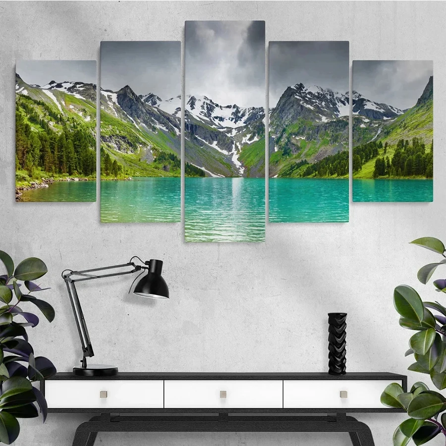 Forest Mountains Trees DIY Diamond Painting snow mountain Full Square Round Diamond Mosaic 5 pcs set Home Decor Handmade Gift