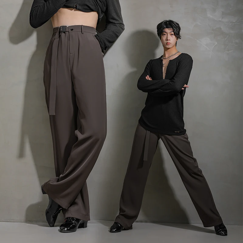 New Couple Latin Dance Pants Women Men High Waist Ballroom Dance Trousers Cha Cha Salsa Dancing Costume Practice Clothes BL9031