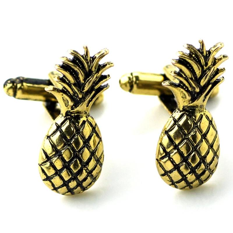 Lèvent de manchette en métal doré pour hommes, boutons de manchette fruits et ananas, bouton de manchette de chemise de luxe, bijoux à la mode