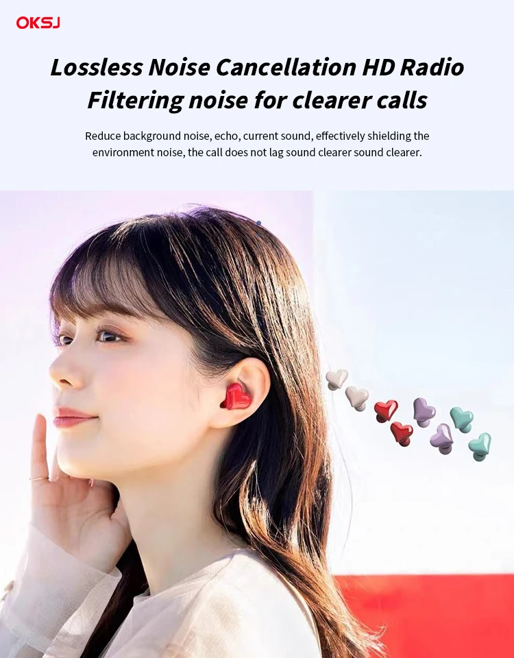 New Heart Shaped Bluetooth Headphones Wireless Earphone Women Headset In Ear heartbuds Earbuds Girl Gift Fashionable Appearance