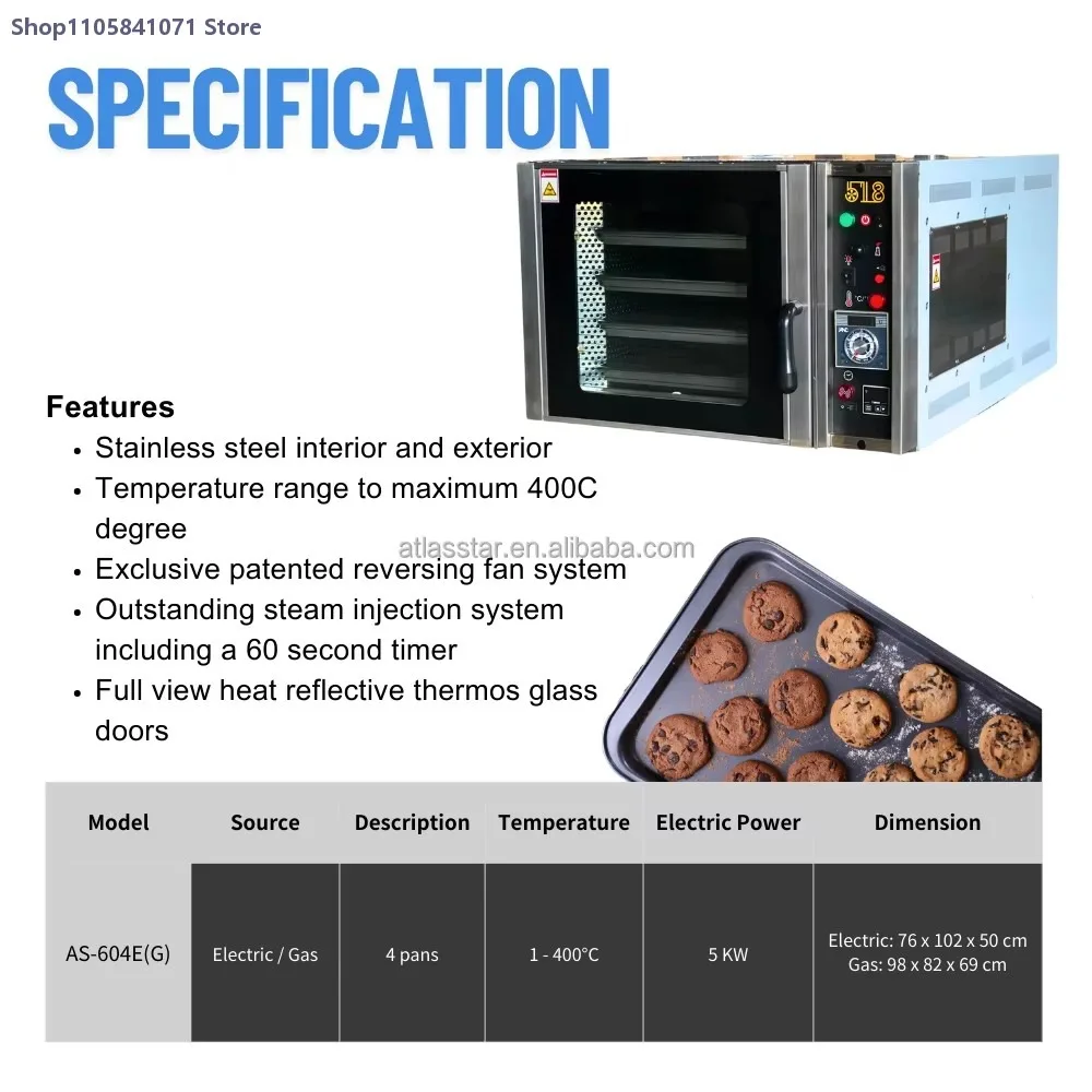 Commercial Electric Convection Oven 220V Stainless Steel Industrial Bakery Baking Equipment for Bread Pastry Cake