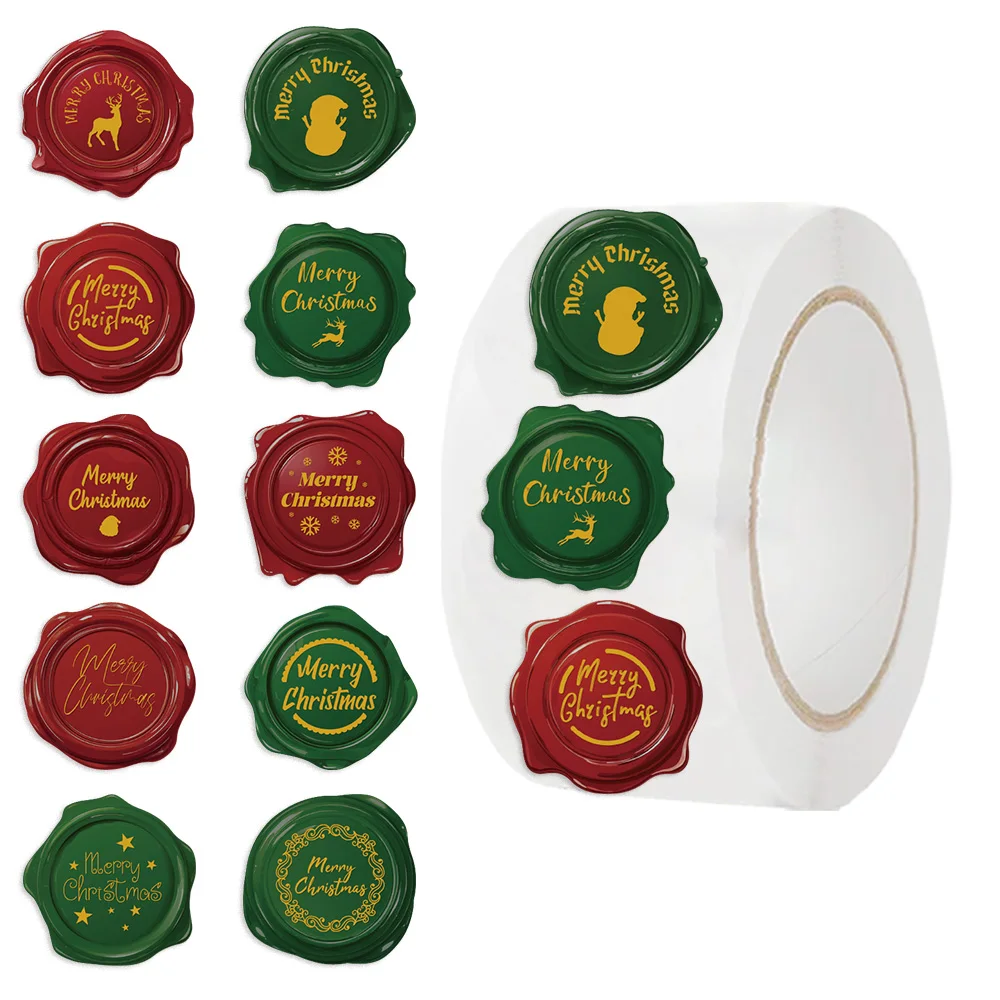 500Pcs Christmas Seal Stickers Roll for Envelope Student Label Kawaii Stationery Sticker Seal Lable