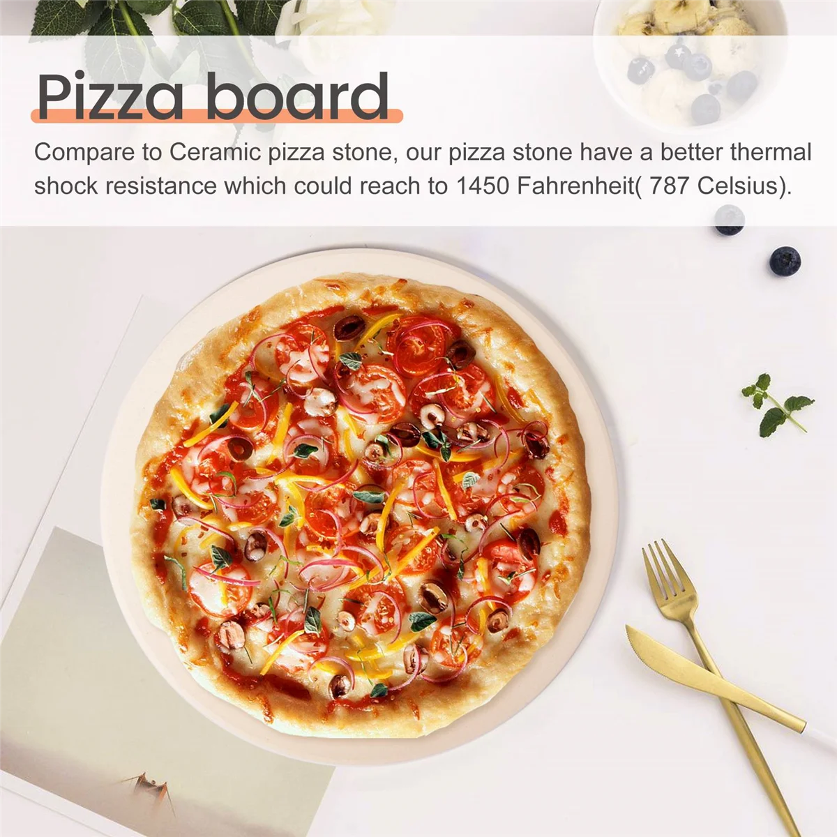 12Inch Ceramic Pizza Stone Pizza Baking Stone/ Pan, Perfect for Grill and Oven - Thermal Resistant, Durable and Safe