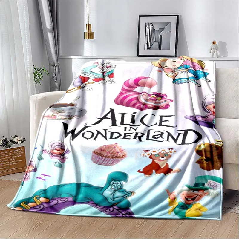 Disney Alice in Wonderland Cartoon Print Blanket Travel Picnic Blanket Children's Adult Household Blankets Gift